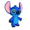 Detalle del acabado estilo punto de ganchillo en figura de Stitch.
