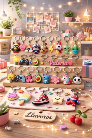 llaveros impresos en 3d con filamentos de calidad y colores vibrantes