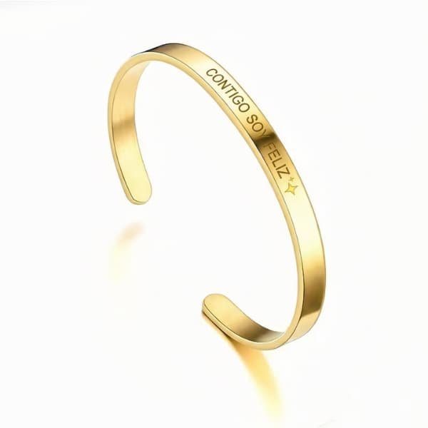 Pulsera personalizada acero quirúrgico dorada grabada por Kregalar